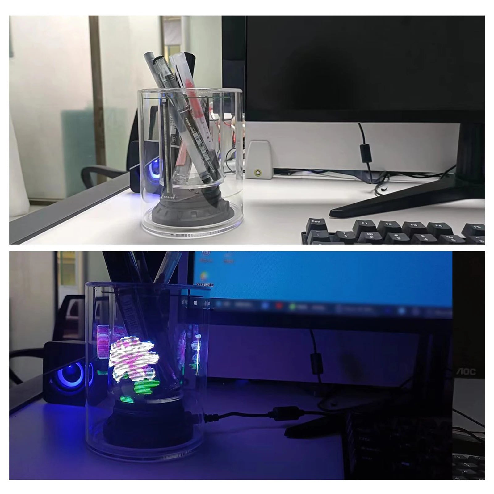 3D Hologram Projector Fan 360 Degree Viewing Angle Cylindrica Screen Advertising Display Machine LED Light Beads WIFI Control