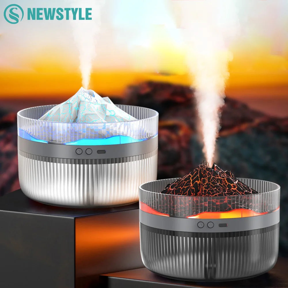 Volcano Air Humidifier Snow Mountain Essential Oils Diffuser Large Capacity Water Tank USB Aroma Diffuser Colorful Night Lights