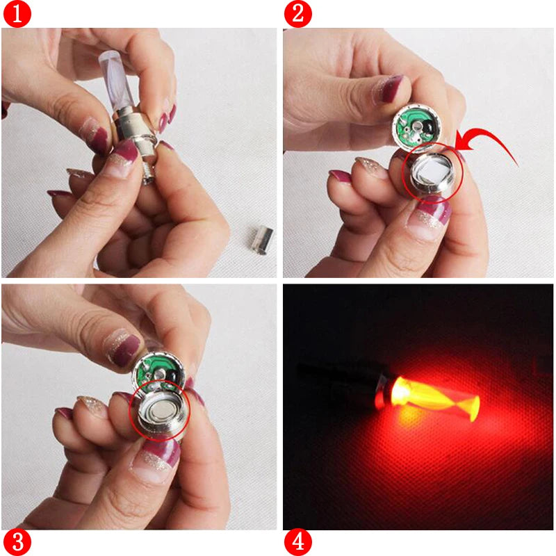 2/4Pcs Car Motorcycle Bicycle Tire Valve Caps Light LED Neon Flash Lamp Waterproof Tyre Universal Wheel Lights Car Accessories