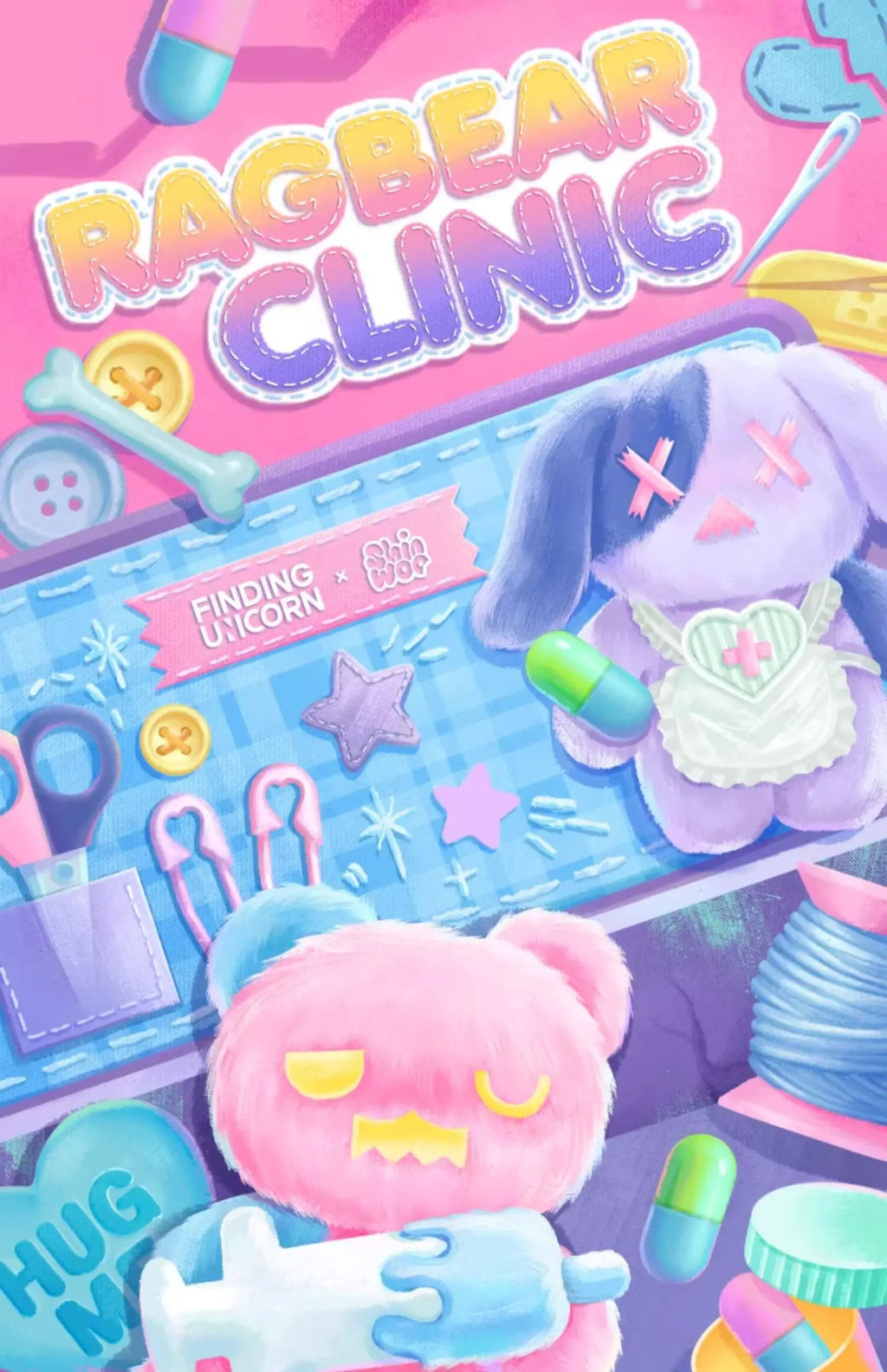 Finding Unicorn Shinwoo Ragbear Clinic Series Trend Surprise Blind Box Cure Cute Ornaments Decorative Pendants Gifts