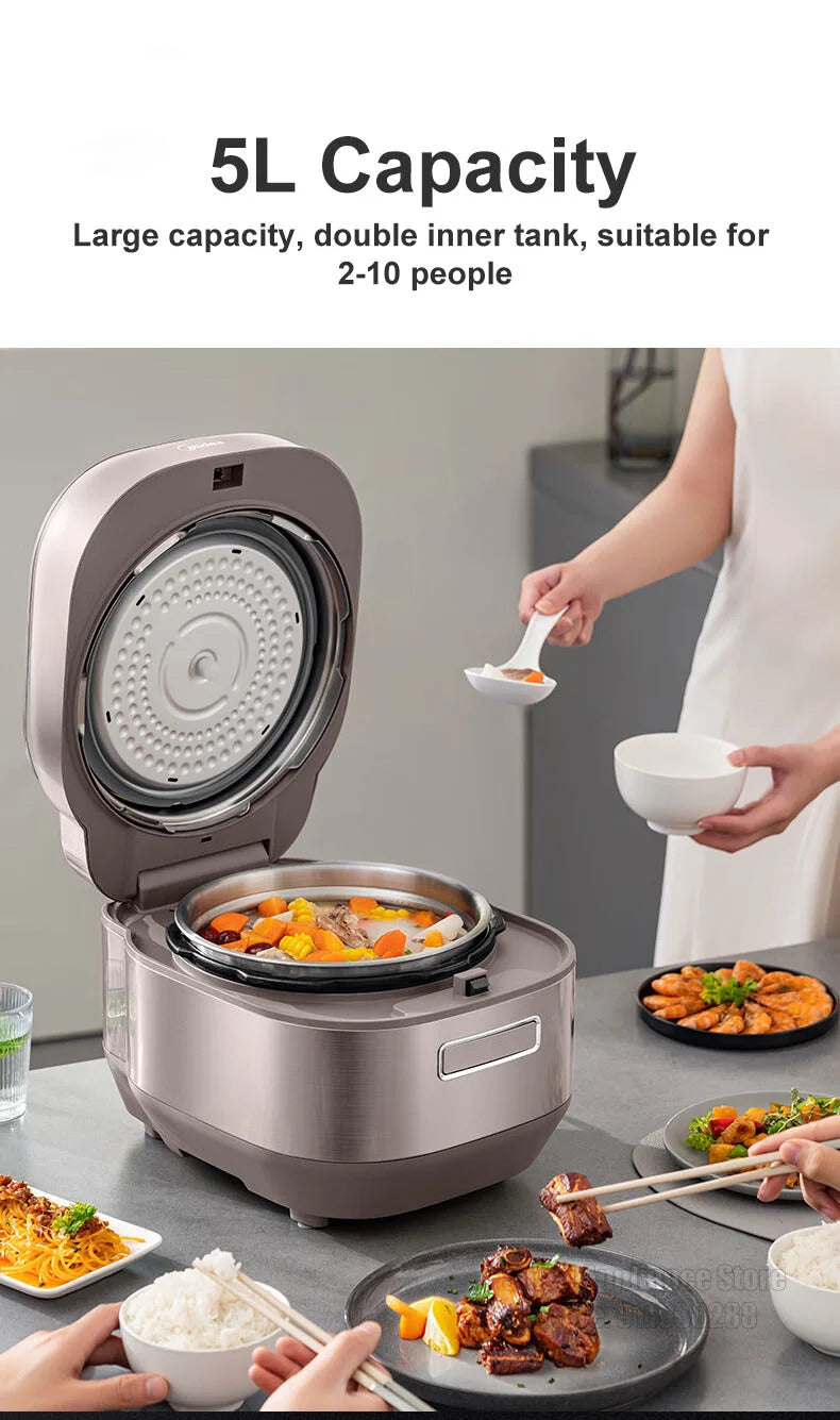 Midea Electric Pressure Cooker 5L Fast Cooking IH Rice Cooker Double Liner Multifunctional 220V Household Kitchen Appliances