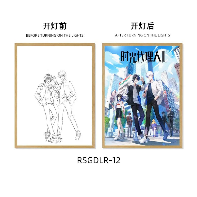 Link Click LED Light Box Painting Picture Frame Charles Lucas Jo  Anime peripherals Night Light Decoration Photo Frame Gift