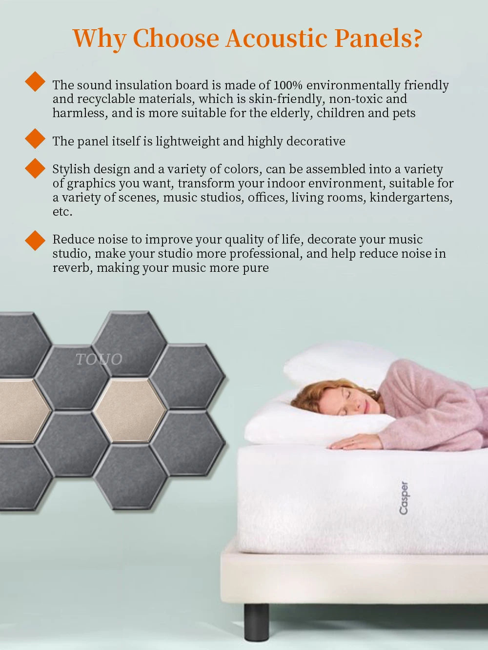 TOUO Sound Absorbing Panel 6 Pcs High-Density Material Home Accessories Noise Insulation For Walls Drum Room Acoustic Treatment