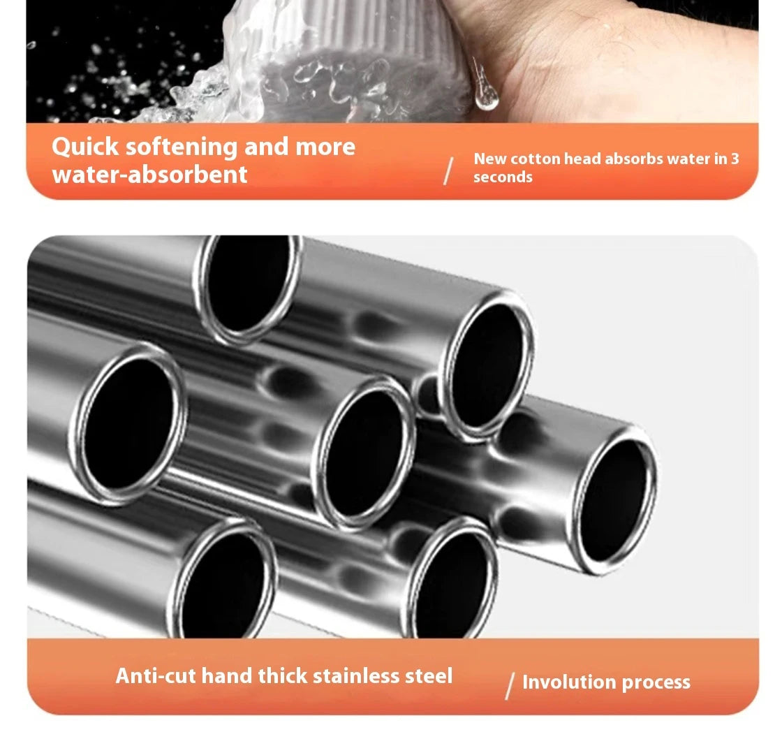 New Squeezed Self Draining Rubber Cotton Mop Hand Free Magic Self-cleaning Flat Mop Reusable Sponge Household Floor Cleaning