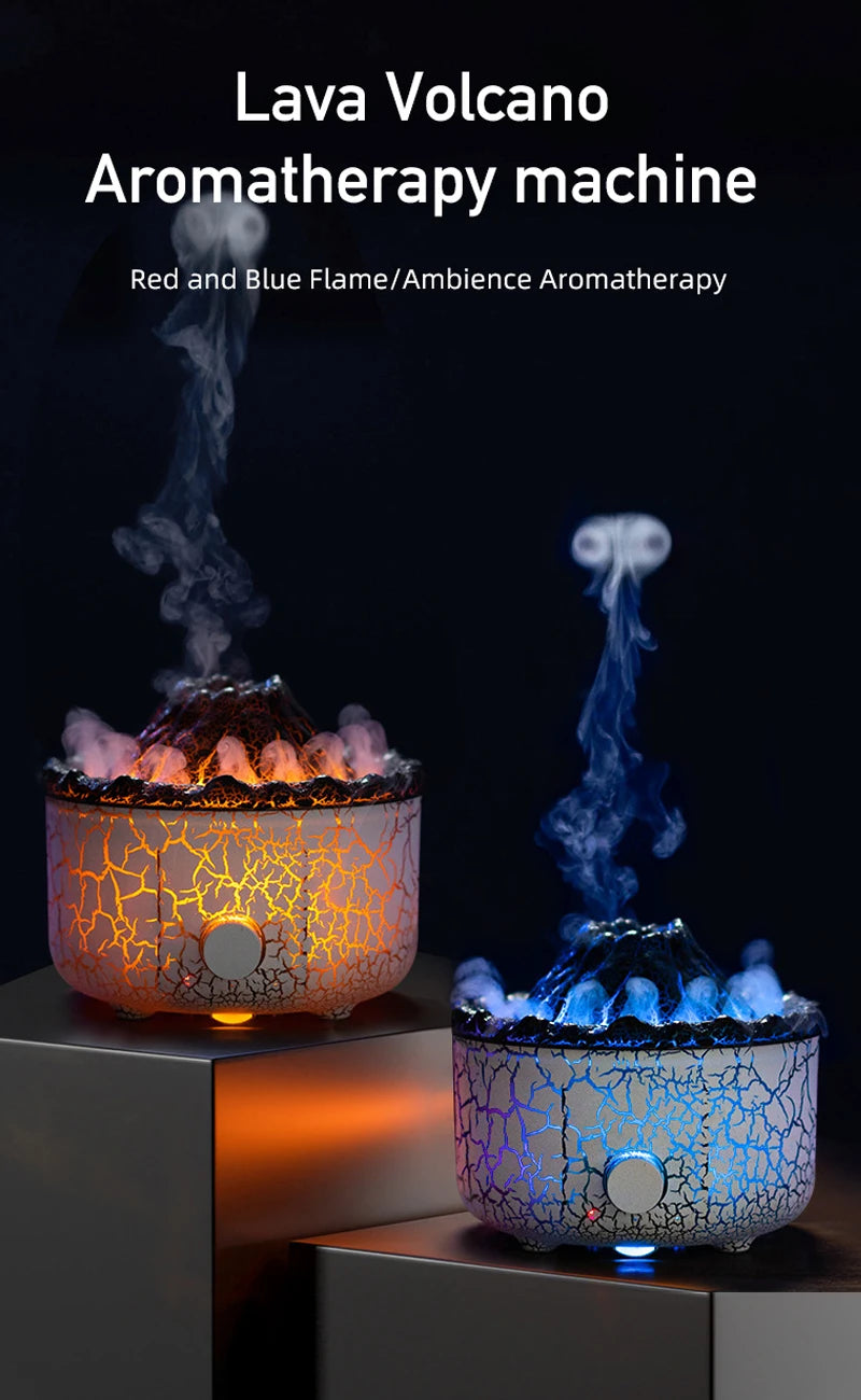 Air Humidifier Aromatherapy Essential Oil Diffuser Cool Mist Diffuser, Flame & Volcano 2 Mist Mode, for Bedroom,Office,Yoga,Gift