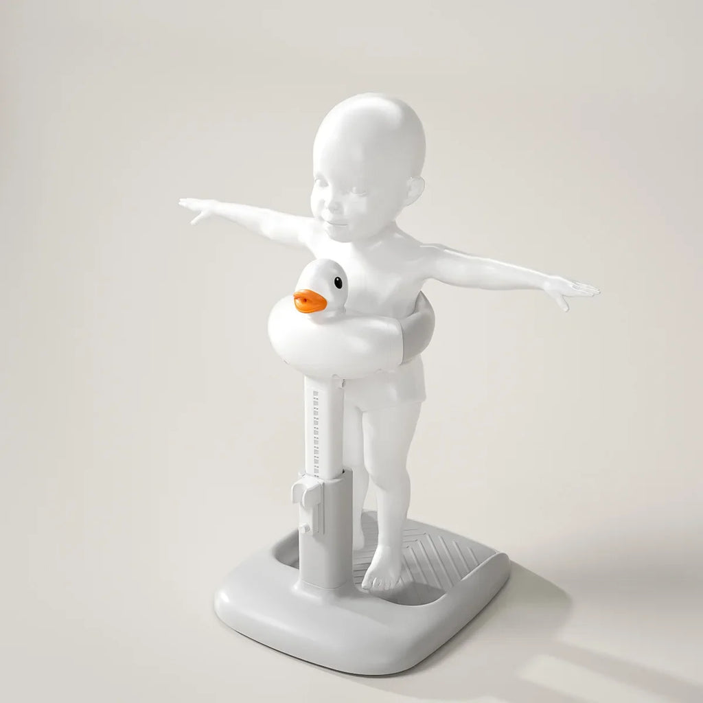 Portable Non-slip Duck Shaped Baby Bath Racks Shower Helper Handle Adjust Length Stand Themselves for Standing Toddler Shower