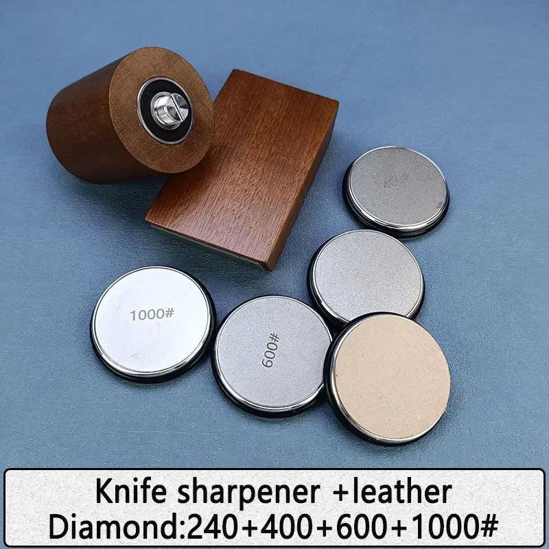 Diamond Sharpening StoneMagnetic Rolling Knife Sharpener  Wood Kitchen Grinding System 15 20 Degrees Angle Roller Accessory