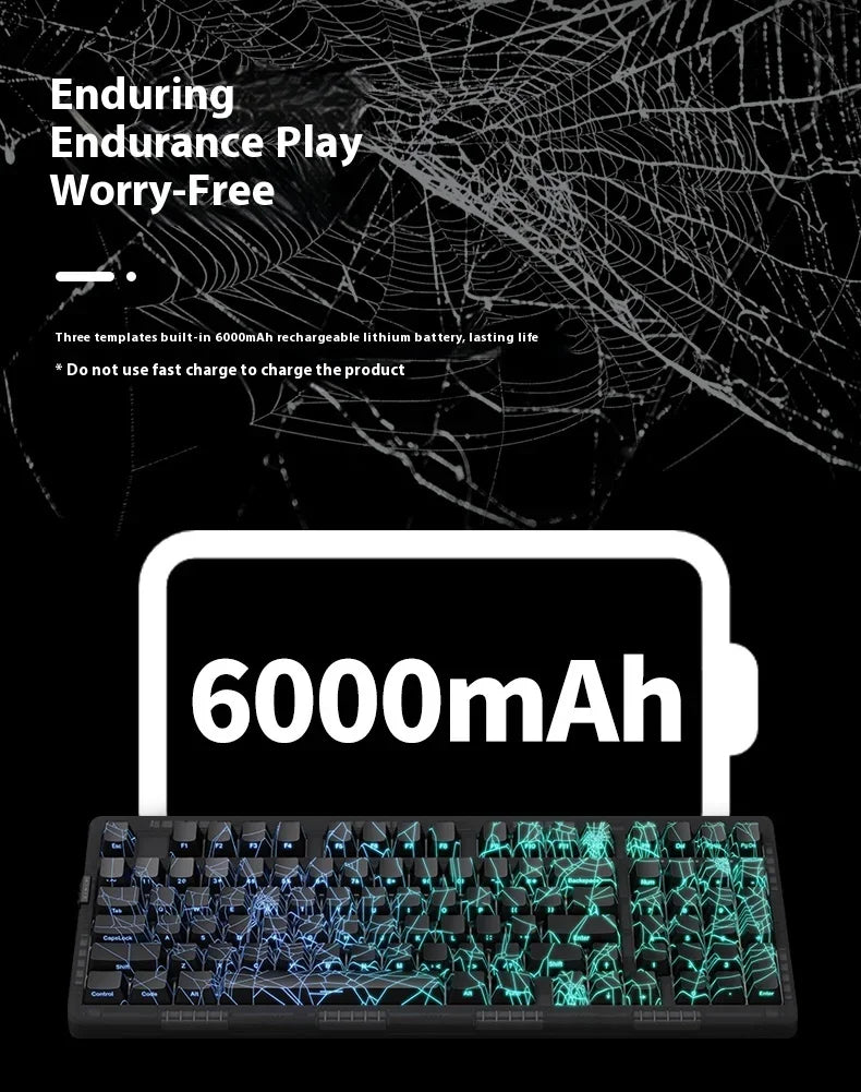 ZORNHER Zuohe ZH980 Spider Web Mechanical Keyboard 3mode RGB Wireless Gaming Keyboards Hot Swap Customise Pc Accessories Gifts