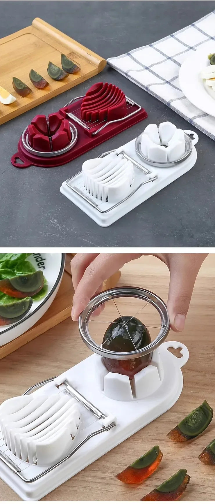 Multifunctional Egg Cutter Stainless Steel Egg Slicer Sectioner Cutter Mold Flower-Shape Luncheon Meat Cutter Kitchen Gadgets