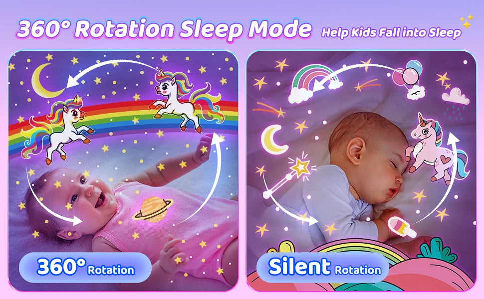 Projector Night Light with Speaker for Kids Room Decor 12 Films Kawaii Ocean Projection Nightlights For Baby Bedroom Gifts