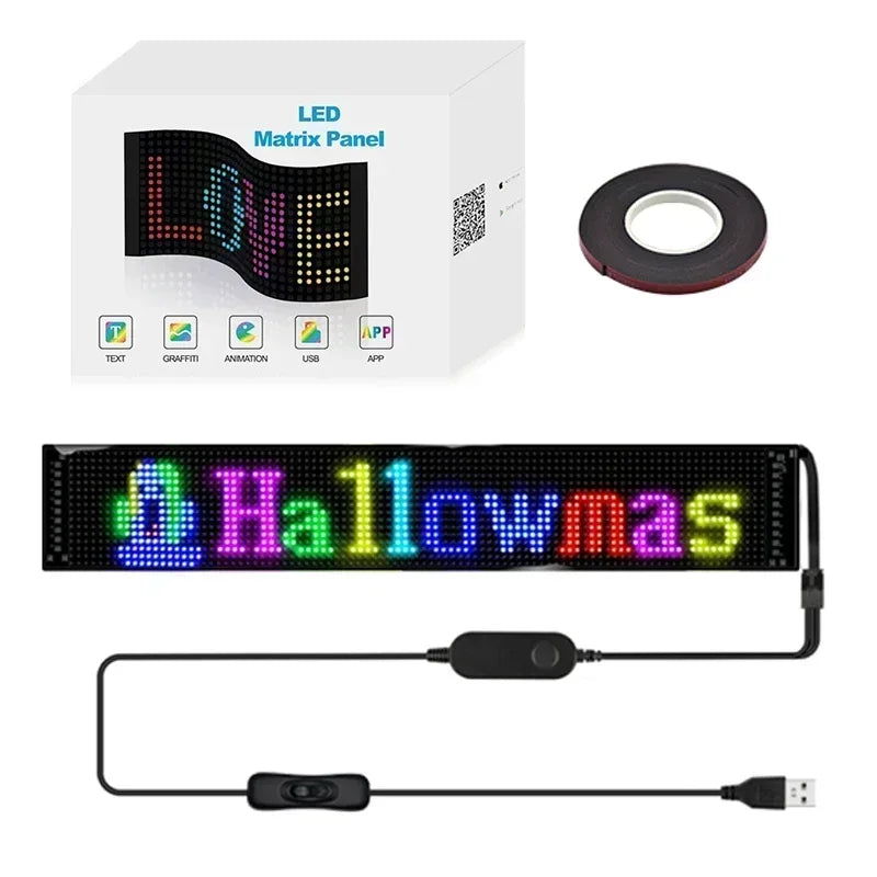 Car LED Matrix Pixel Panel DIY RGB Lighting Graffiti Scrolling Text Board Windshield Advertising Screen Bluetooth APP Control