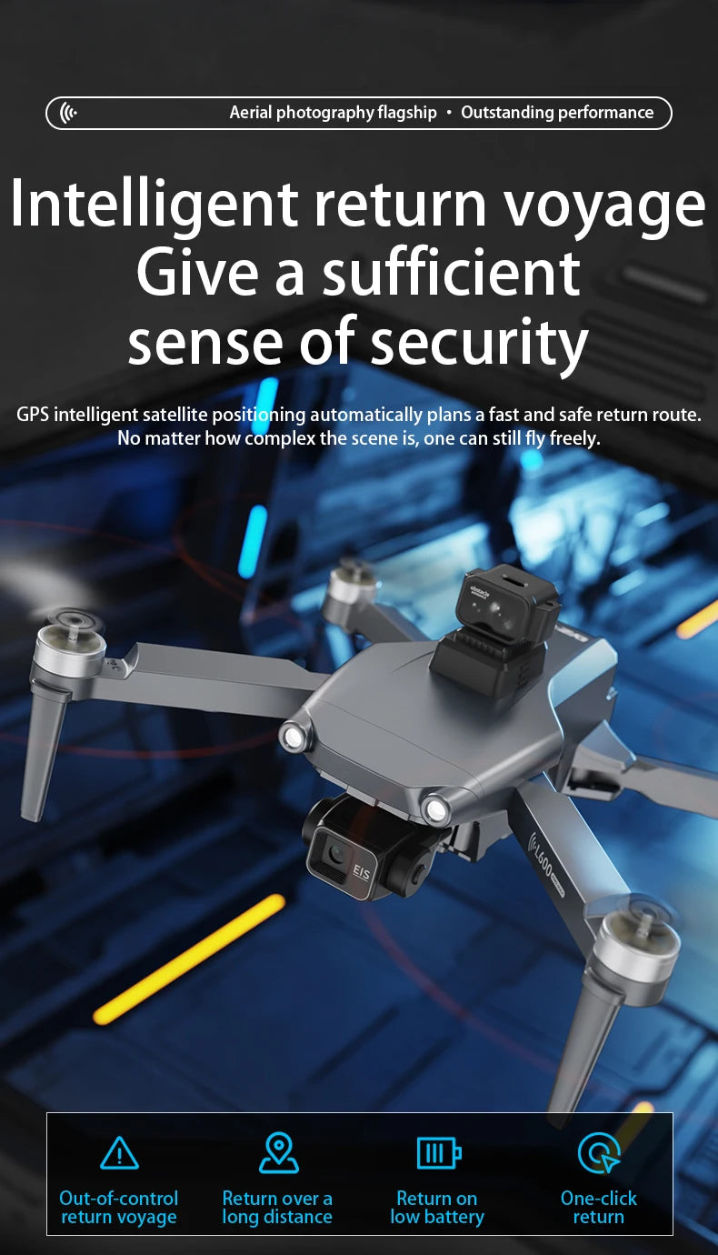 L600 Pro MAX Drone 4K Professional HD Camera 3-Axis Gimbal GPS Security Dron Obstacle Avoidance WIFI FPV UVA RC Quadcopter Toys