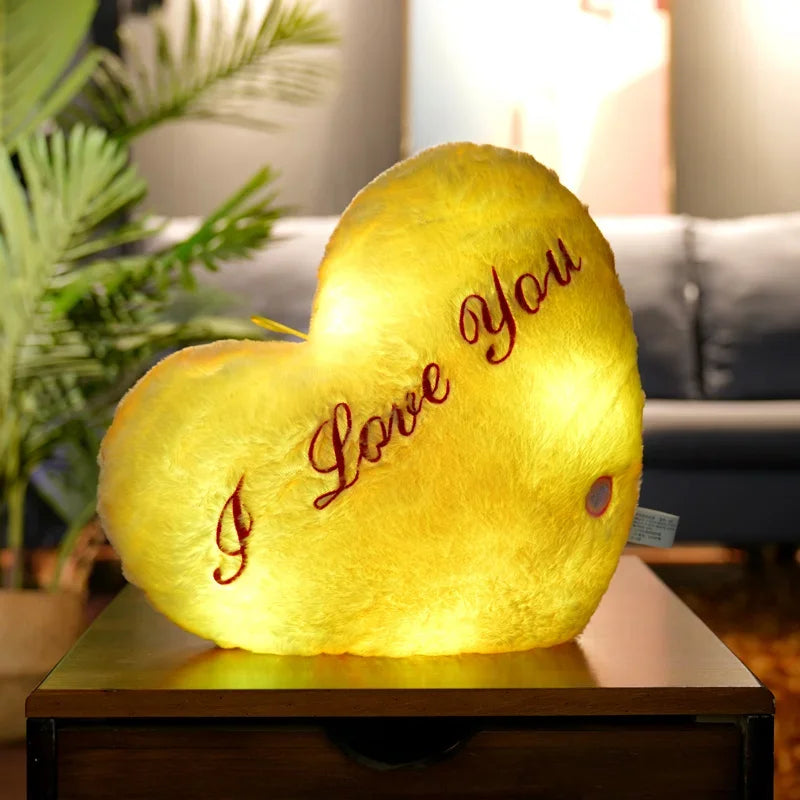 Light Up LED Love Heart Plush Toy Soft Plush Stuffed Luminous Love Throw Pillow Cushion Room Party Decoration Kids Birthday Gift