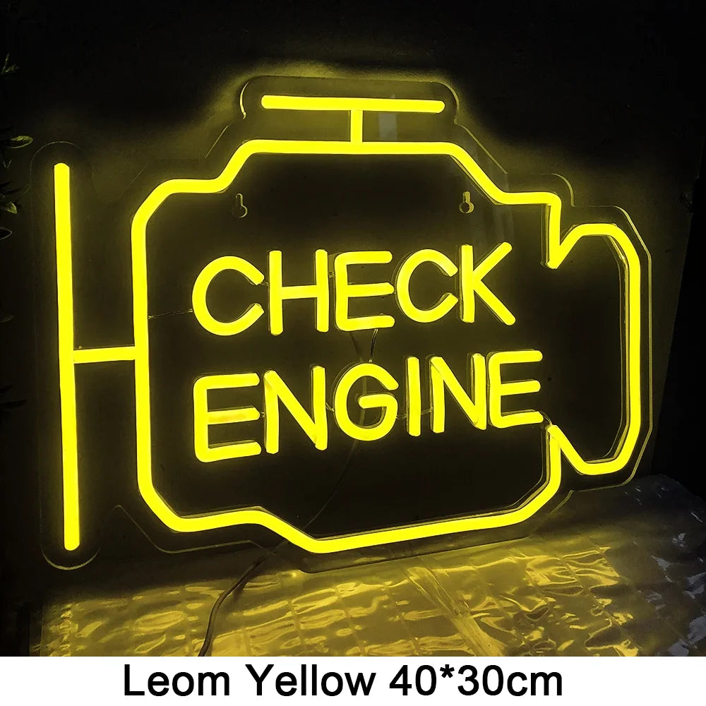 Check Engine Neon Sign Led Light Auto Room Garage Repair Shop Wall Decor Bar Party Club Luminous Atmosphere Lamp USB Power