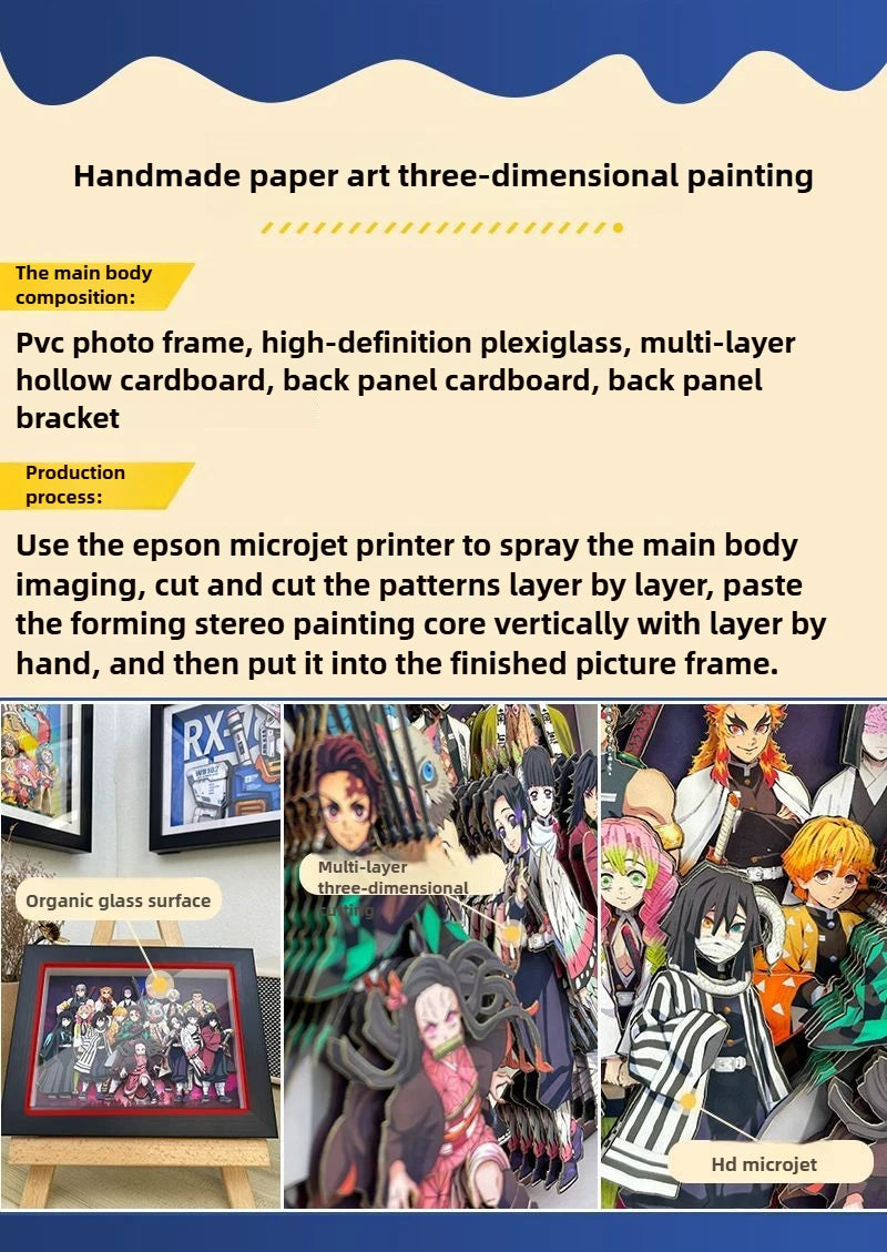 Demon Slayer Infinity Castle Nine Hashira HD 3D Paper Art Tanjiro - Handmade Character Desktop photo frame, Anime Gift for Fans