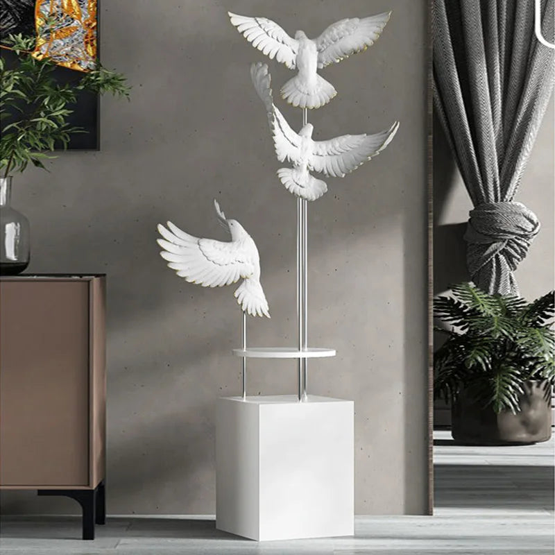 Modern Large Bird Floor Sculpture Home TVCabinet Decor for Living Room Entryway Office Waterproof Art Statue with Anti-Slip Base