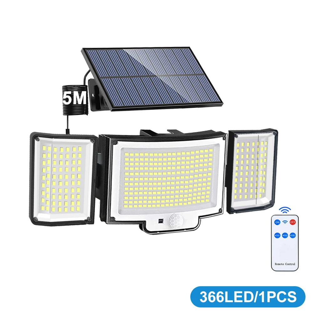 New 366LED Solar Outdoor Lights Solar Powered Security Light Motion Sensor 234LED Wall Light IP65 Waterproof Garden