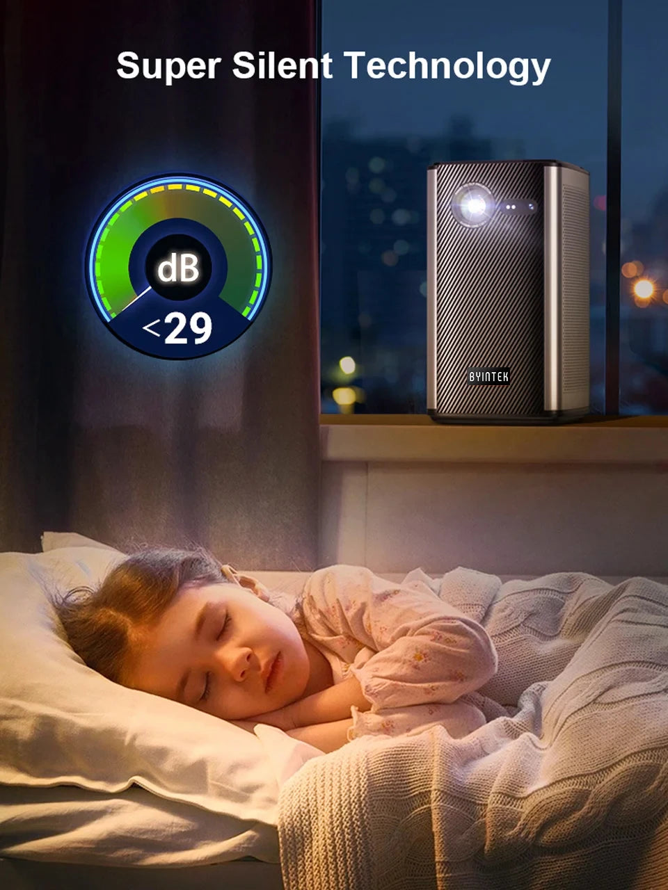 BYINTEK P70 Projector 4K 1080P DLP Mini Portable Projector Home Theater Smart Wi-Fi & Bluetooth for Movies & Gaming With Battery