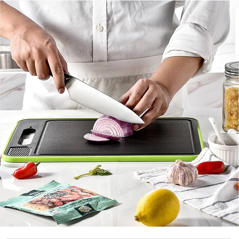 Double-side Cutting Board With Defrosting Function Chopping Board Kitchen Grinding Cutting Board With Knife Sharpener