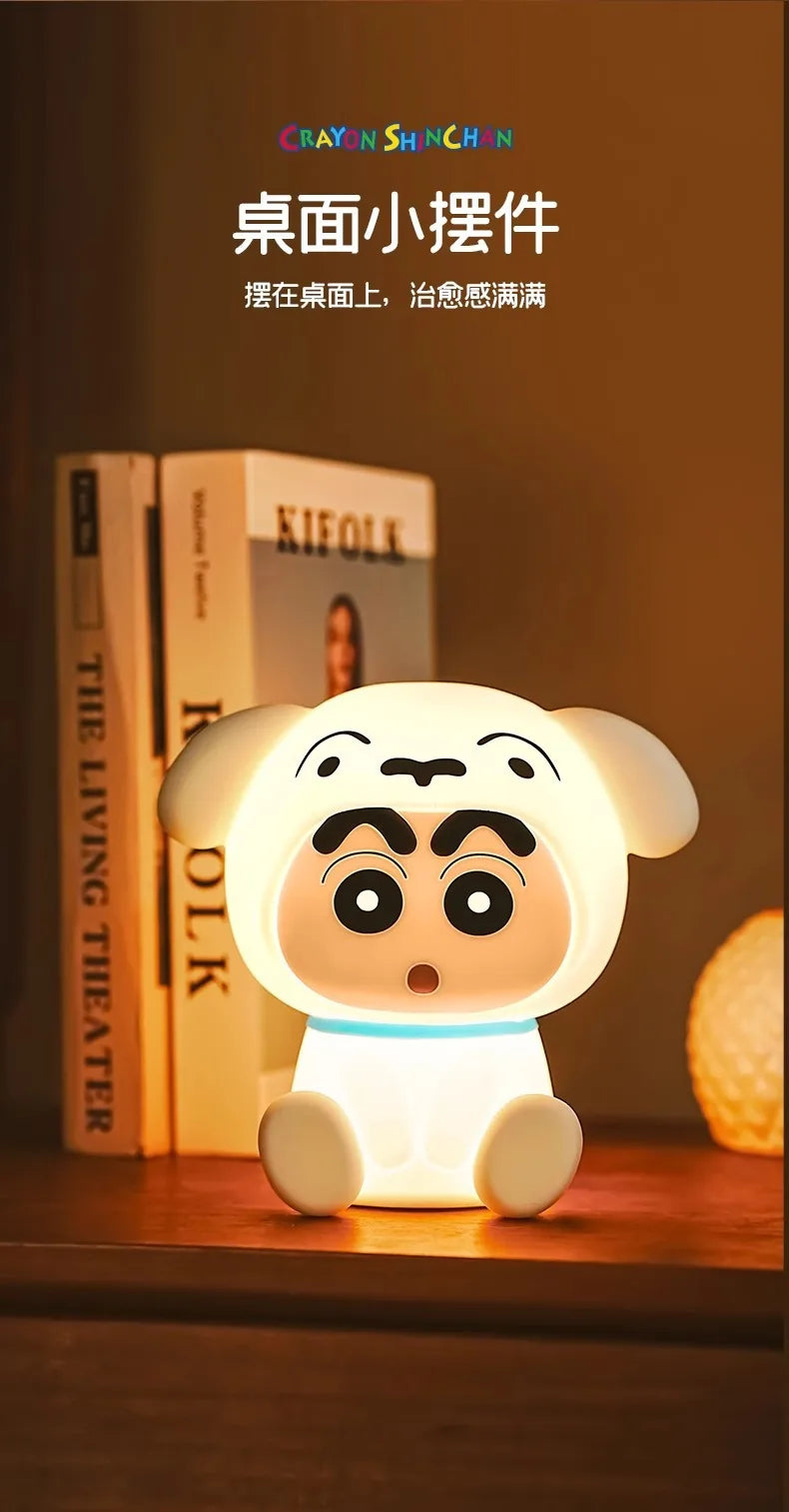 Anime Crayon Shin-Chans Patting Small Night Lamp Soft Light Eye -Protecting Bedroom Bedside Charging Small Nigh Ornament Gifts
