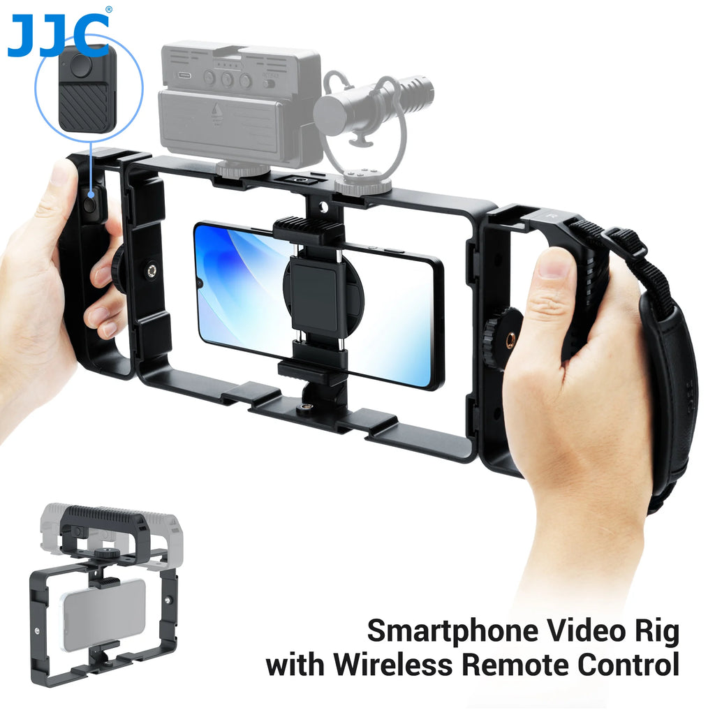 JJC Universal Smartphone Video Rig Kit with Remote Control Hand Grip Vlog Film Cage Phone Video Stabilizer Handheld Tripod Mount