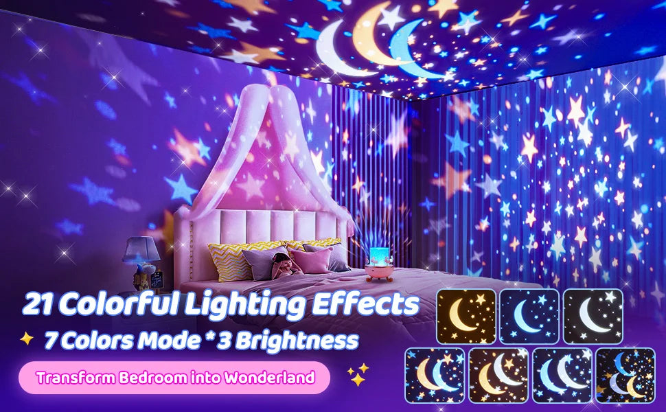 Projector Night Light with Speaker for Kids Room Decor 12 Films Kawaii Ocean Projection Nightlights For Baby Bedroom Gifts