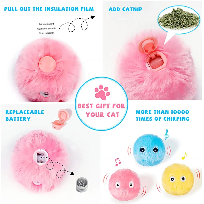 Smart Cat Toys Interactive Ball Catnip Cat Training Toy Pet Playing Ball Pet Squeaky Supplies Products Toy for Cats Kitten Kitty
