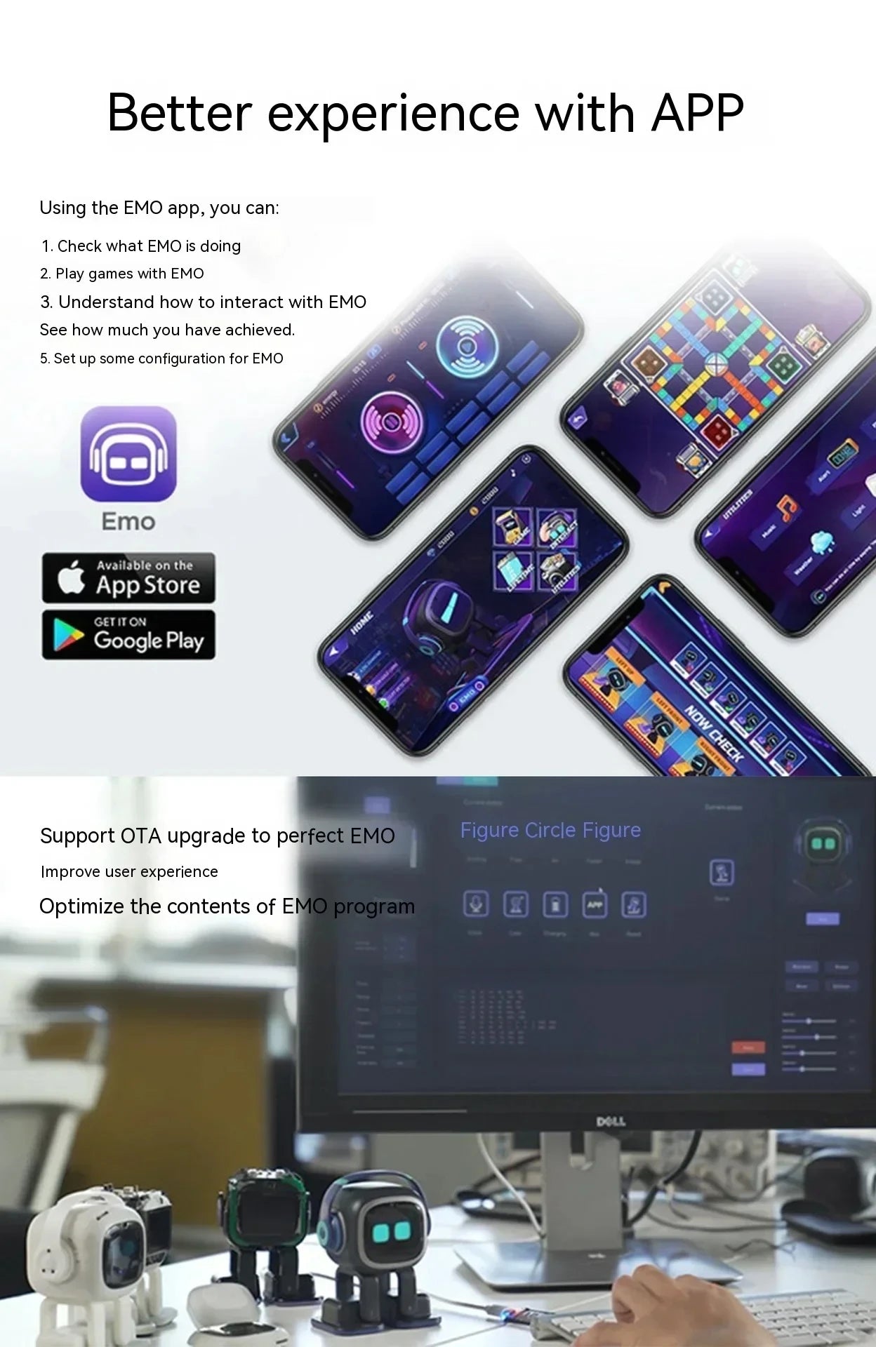 EMO Intelligent AI Robots Emotional Support Interactive Desktop Voice Recognition EMO Go Home Robot Companion Children Gifts