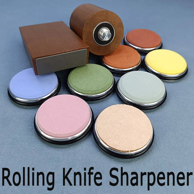 Diamond Sharpening StoneMagnetic Rolling Knife Sharpener  Wood Kitchen Grinding System 15 20 Degrees Angle Roller Accessory