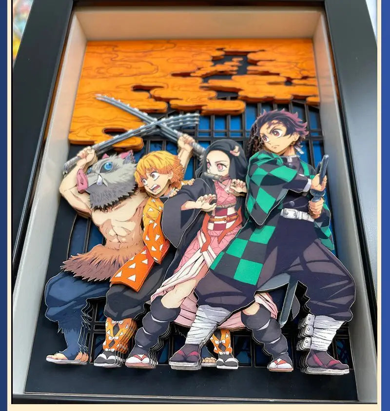 Demon Slayer Infinity Castle Nine Hashira HD 3D Paper Art Tanjiro - Handmade Character Desktop photo frame, Anime Gift for Fans