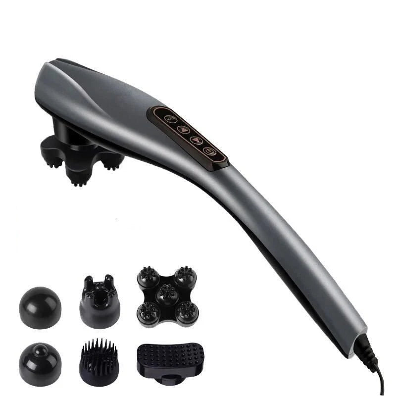 Handheld Back Massager Portable Electric Massage Stick Deep Tissue Massage for Back Neck Shoulders Full Body 12 Modes 6 heads