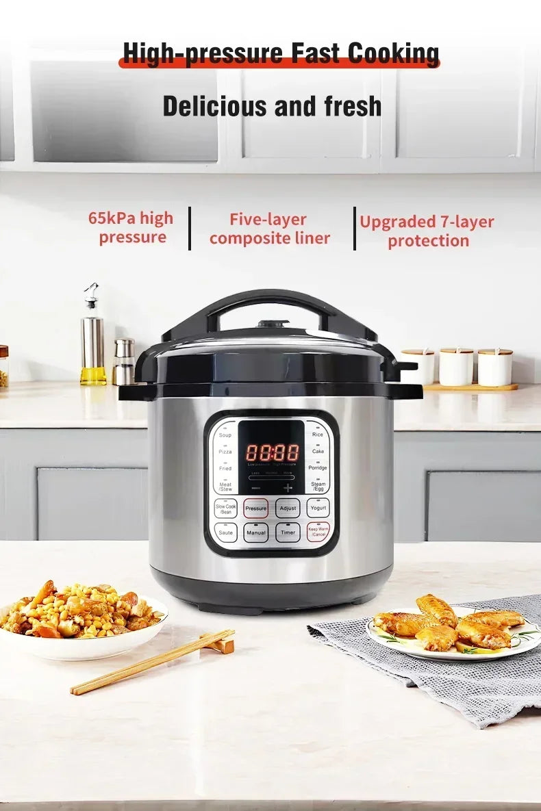 6L Multi-function Electric Pressure Cooker 220V Soup Porridge Meal Warmer Kitchen Stainless Steel Multicooker Rice Cooker