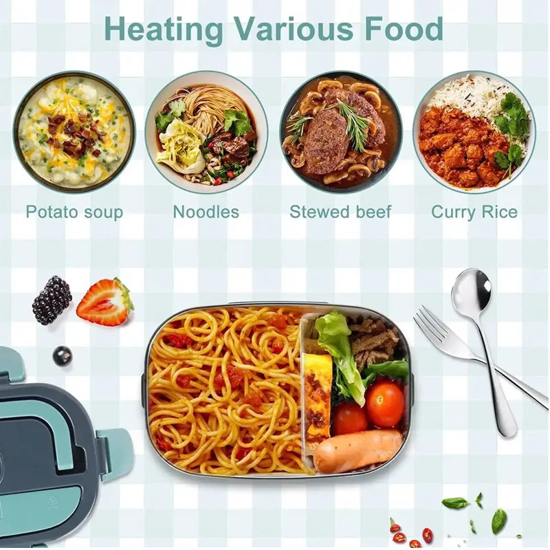 1.5L 60W Electric Lunch Box Food Warmer Portable Food Heater for Car Or Home - Leak Proof, Lunch Heating Microwave for Truckers