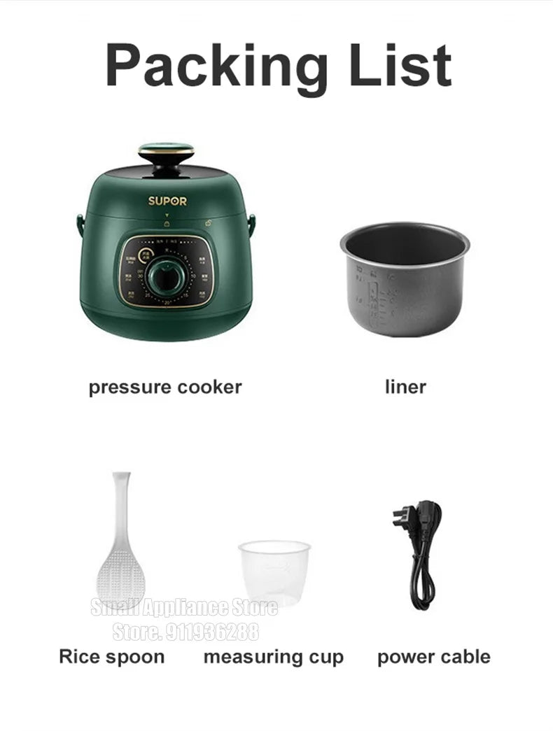 SUPOR Electric Pressure Cooker 1.8L Rice Cooker 70KPA Multifunctional 220V Household Kitchen Appliance For Dormitory Office