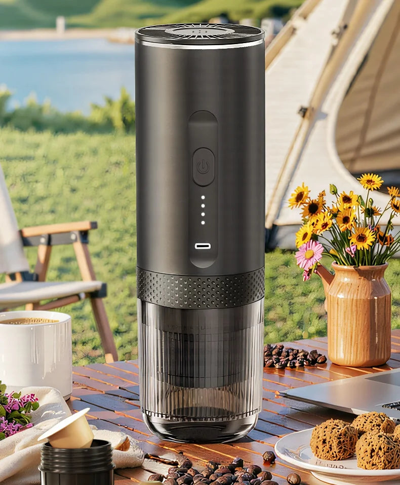 2-in-1 Wireless Electric Espresso Coffee Machine for Car & Home Camping Portable Coffee MakerCapsule Powder Travel Coffee Maker