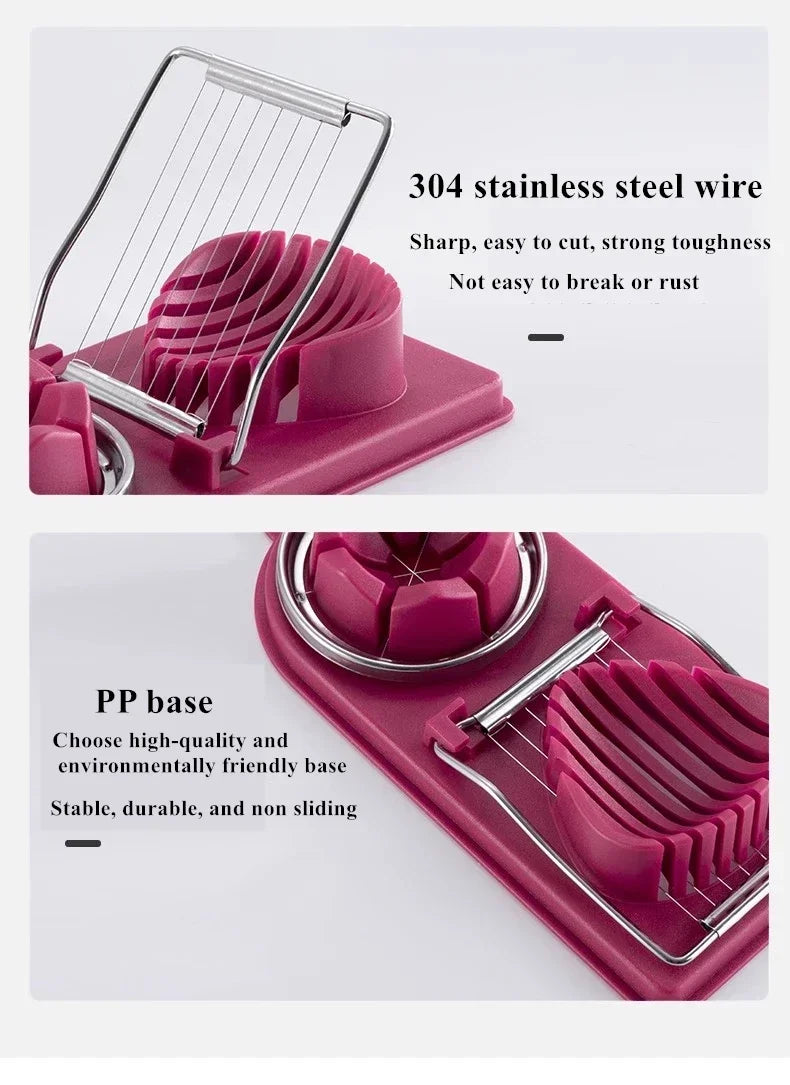 Multifunctional Egg Cutter Stainless Steel Egg Slicer Sectioner Cutter Mold Flower-Shape Luncheon Meat Cutter Kitchen Gadgets