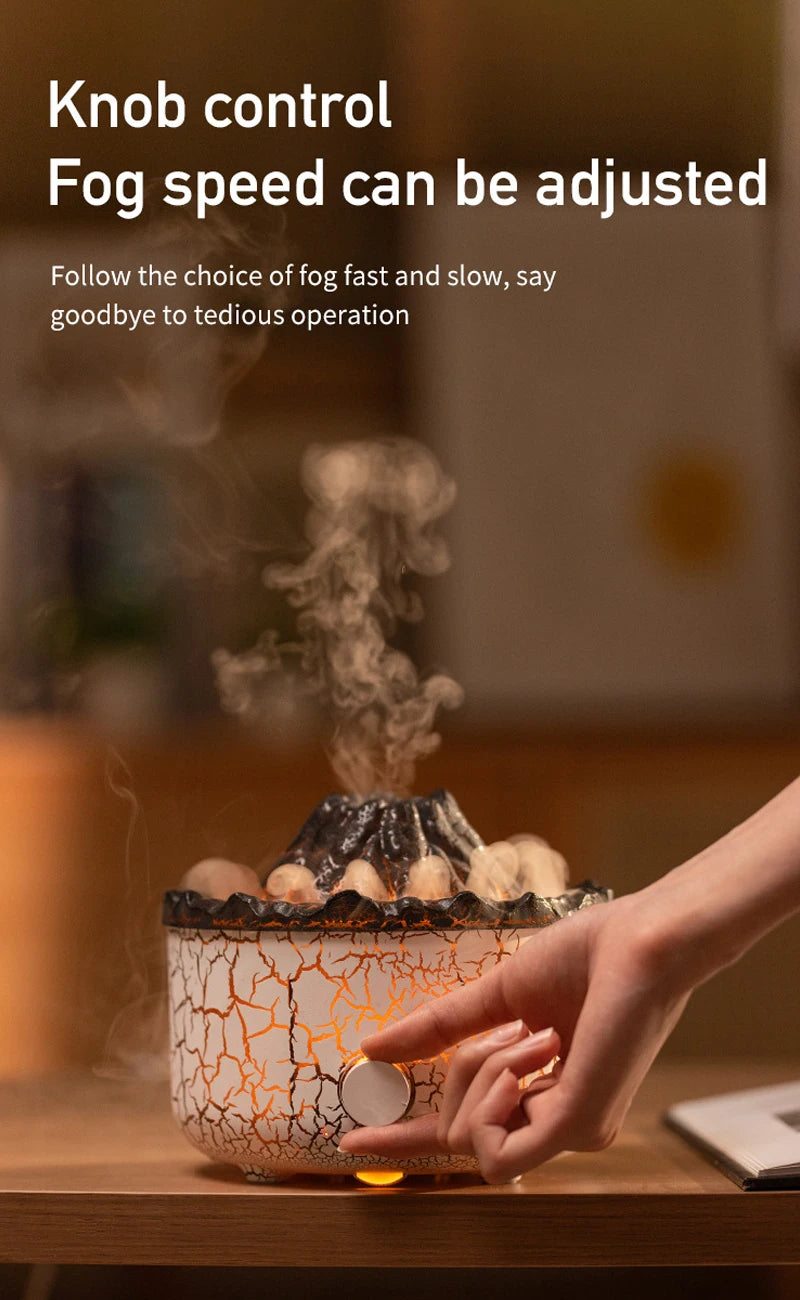 Air Humidifier Aromatherapy Essential Oil Diffuser Cool Mist Diffuser, Flame & Volcano 2 Mist Mode, for Bedroom,Office,Yoga,Gift