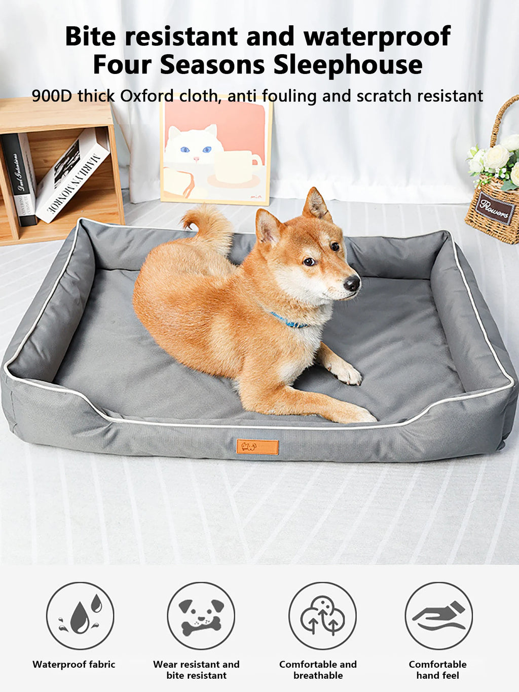 Removable Waterproof Dog Bed Upgrade 900D Oxford More Waterproof More Bite-resistant Dogs Beds for All Seasons Dog Accessories
