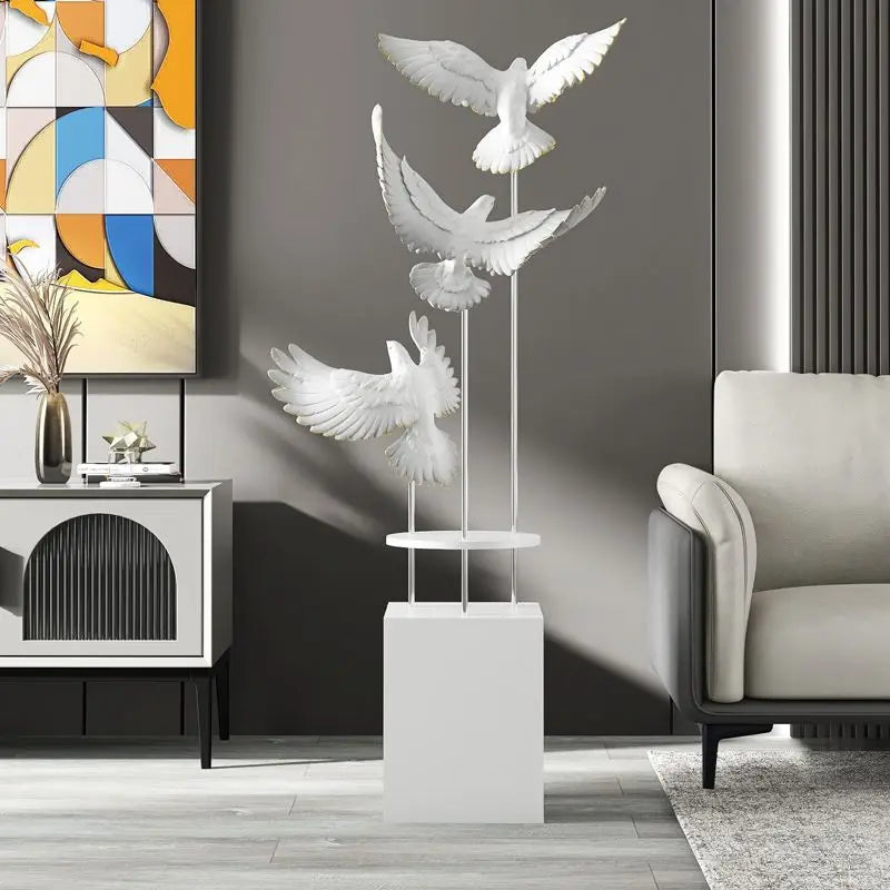Modern Large Bird Floor Sculpture Home TVCabinet Decor for Living Room Entryway Office Waterproof Art Statue with Anti-Slip Base