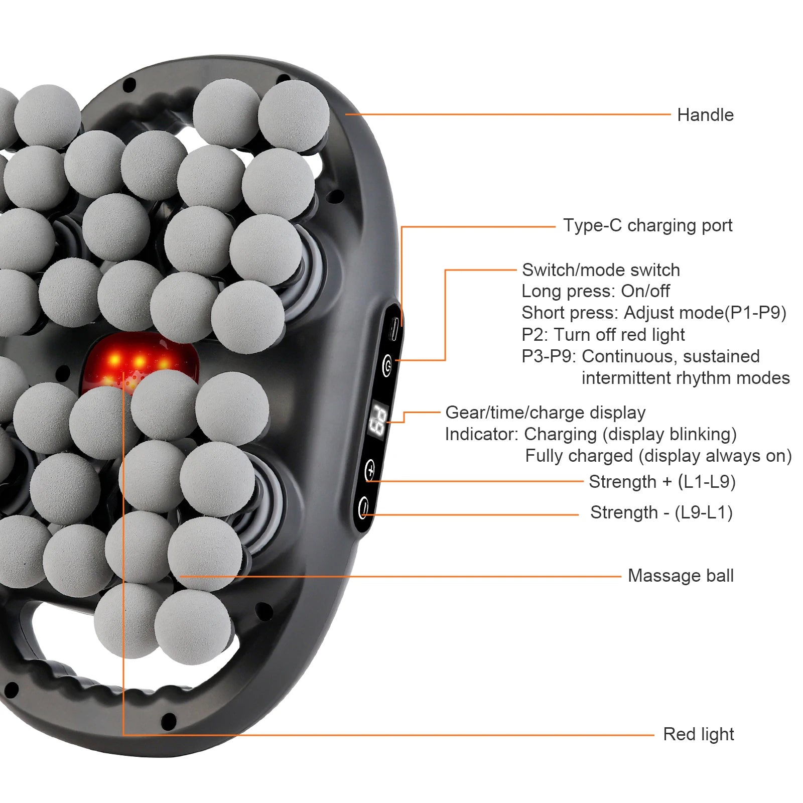 42 Heads Fascia Gun High-frequency Vibration Deep Massage Device for Shoulder Waist Back Leg Body Muscle Relaxation