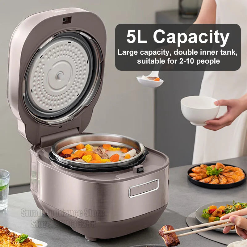 Midea Electric Pressure Cooker 5L Fast Cooking IH Rice Cooker Double Liner Multifunctional 220V Household Kitchen Appliances