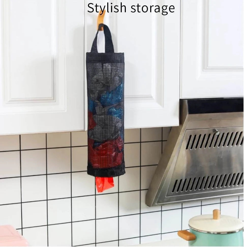 Home Grocery Bag Holder Wall Mount Plastic Bag Holder Dispenser Hanging Storage Trash Garbage Bag Kitchen Garbage Organizer