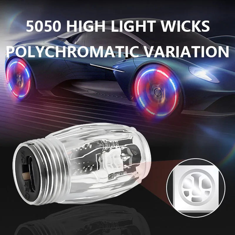 4PCS Car Tire Valve Cap Lights USB Charging Colorful Motorcycle Bicycles Air Nozzle Light Vibration Sensor Decorate Ambient Lamp
