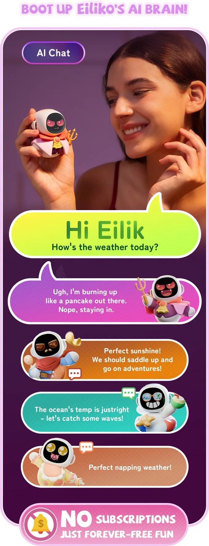 Eiliko Smart Robot Portable Emotional Interaction Companion Robots Mini Eilik Ai Chat Robot Long Battery Life Kid/Couple Gifts