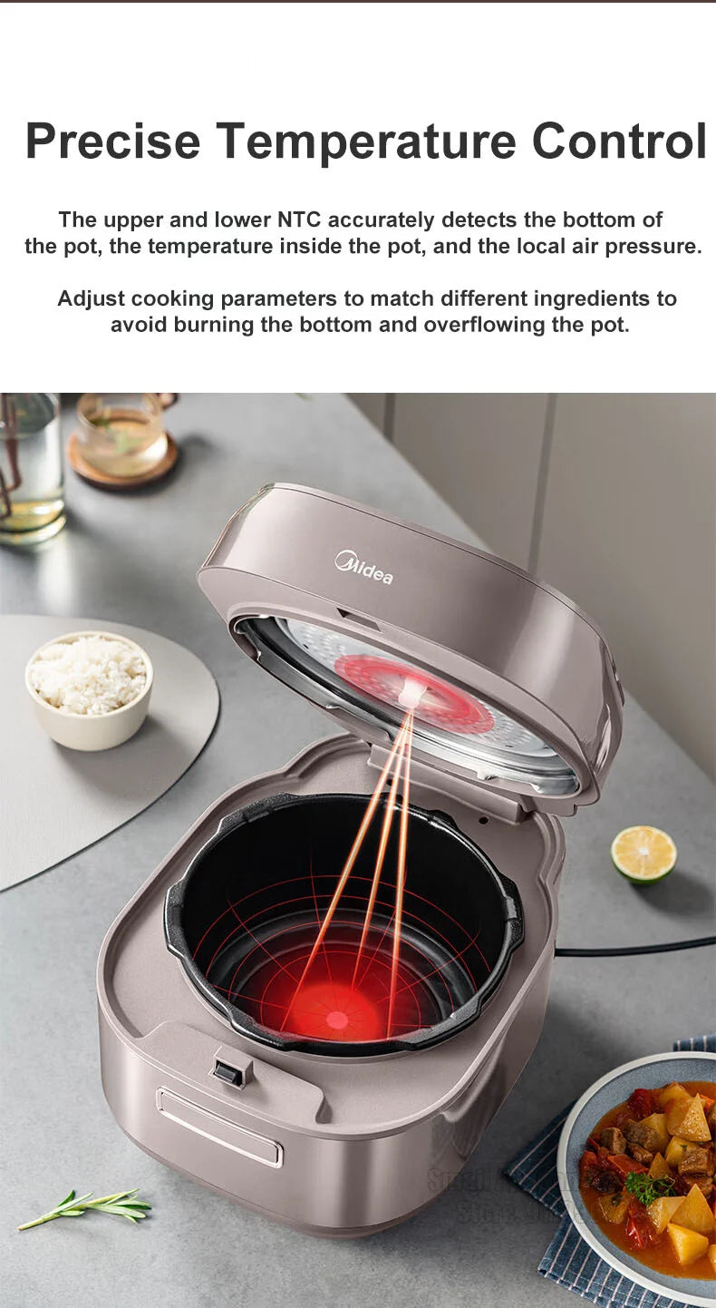 Midea Electric Pressure Cooker 5L Fast Cooking IH Rice Cooker Double Liner Multifunctional 220V Household Kitchen Appliances