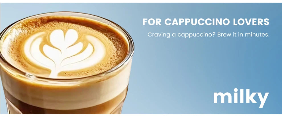 Mcilpoog CM7203 Automatic Espresso Machine ，Built-In Milk Frother & Tank, 7 Coffee Varieties, Touchscreen