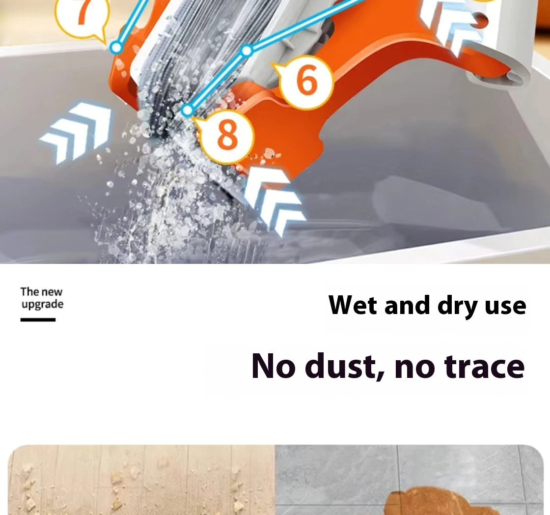 New Squeezed Self Draining Rubber Cotton Mop Hand Free Magic Self-cleaning Flat Mop Reusable Sponge Household Floor Cleaning