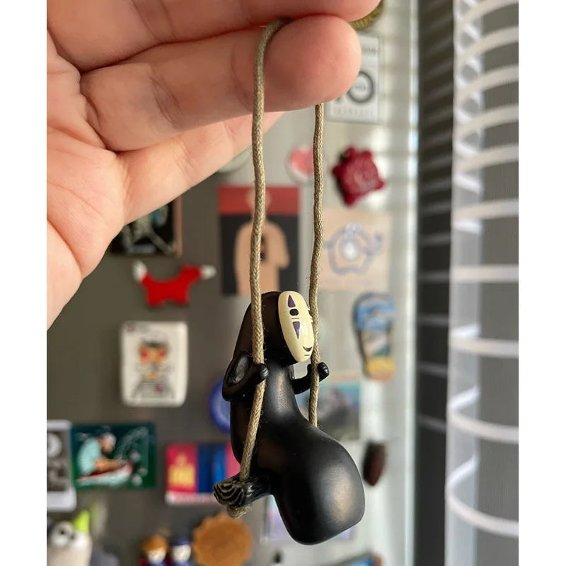 Spirited Away No-Face Swinging Car Charm Hanging Ornament Rearview Mirror Decoration Anime Themed Car Accessory
