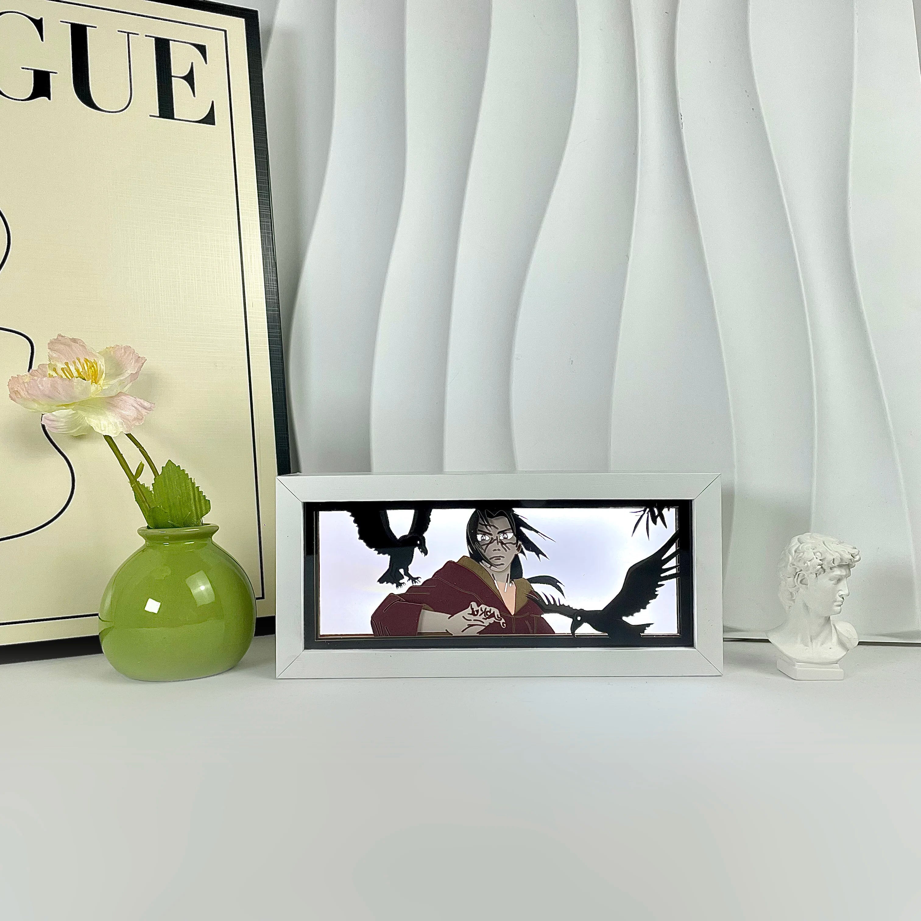 Anime Light Box Led Strip Lights Anime Eyes Shadow Box Picture Frame 3D Paper Carving Usb Table Lamp Mood Light Room Decor Gift