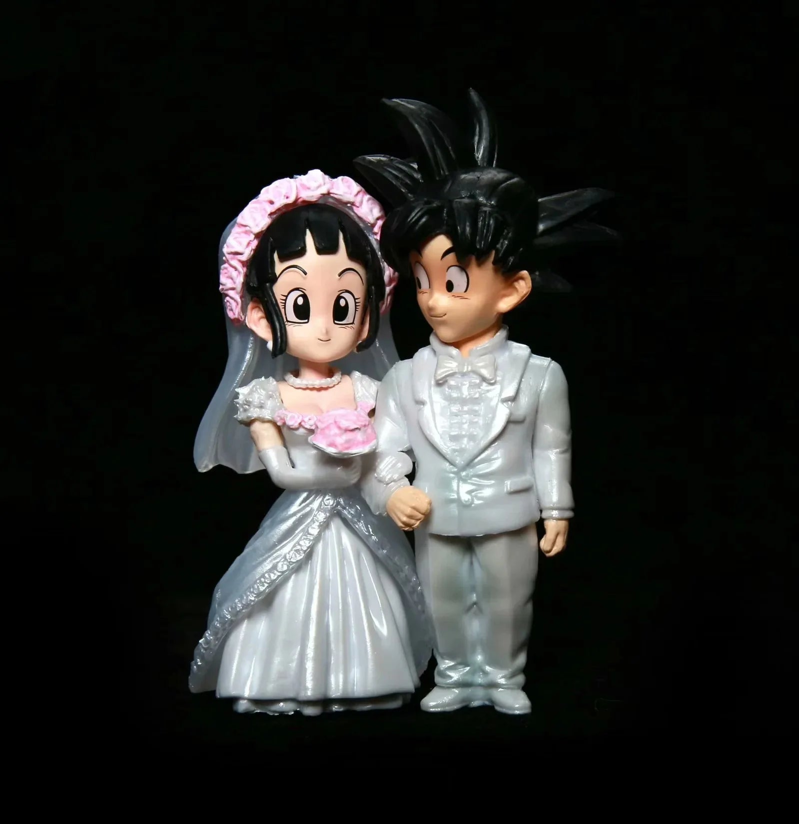 9cm Dragon Ball Anime Figure Son Goku Figures Wedding Goku Chichi Mariage Figurine Scene Statue Q Version Pvc Model Doll Toys